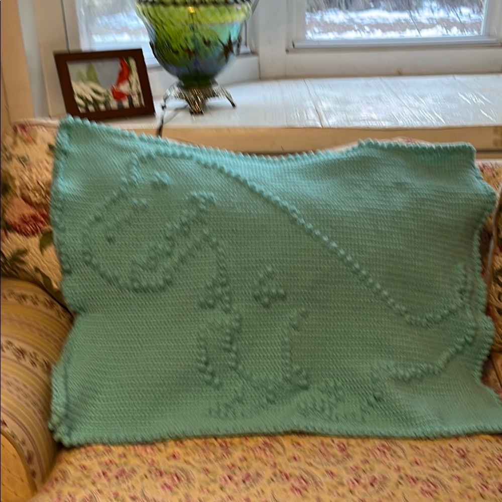 Handcrafted Dino Blanket - Teal